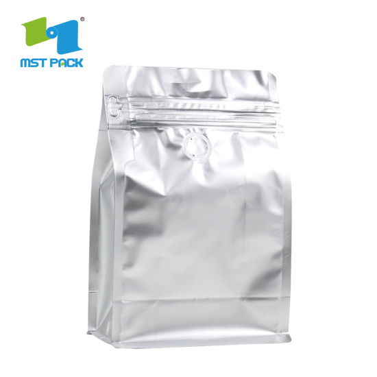 热封箔衬里定制印刷可生物降解聚酯薄膜咖啡包装扁平底袋与阀门
