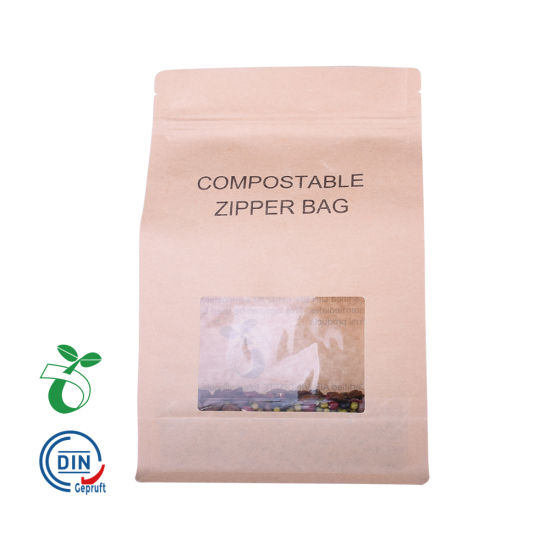 Eco牛皮纸拉链平底滴水咖啡袋Cornstarch生物可降解PLA袋