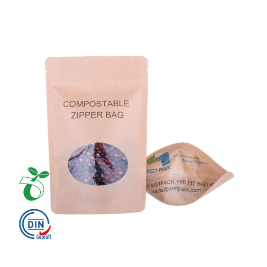 可生物降解的自封包装袋环保可堆肥食品包装回收工艺纸袋与窗口